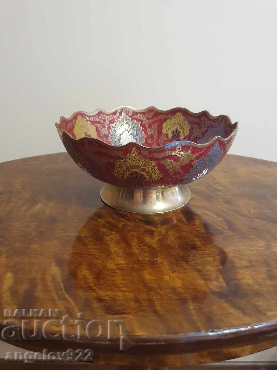 Auction  Massive bronze fruit bowl, hand-painted!!!