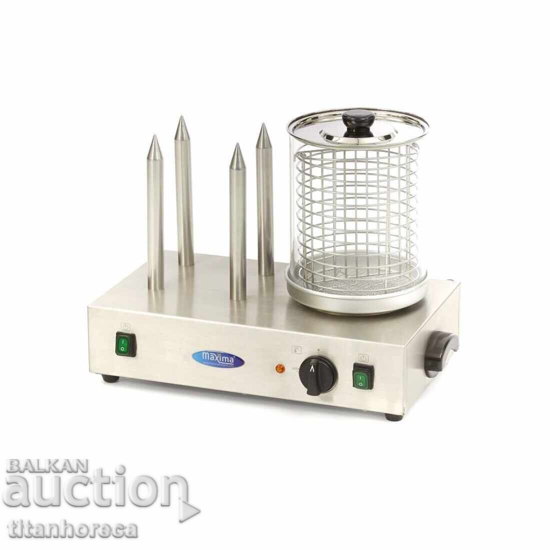 Συνδυασμένη μηχανή για χοτ ντογκ - με 4 καλαμάκια και θερμαινόμενο κύλινδρο Συνδυασμένη μηχανή για χοτ ντογκ - με 4 καλαμάκια και θερμαινόμενο κύλινδρο