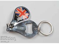 Keychain, nail clipper and bottle opener
