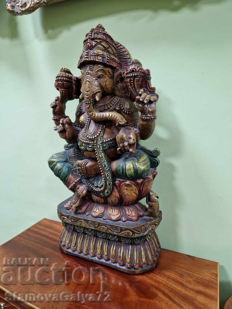 Figurină antică asiatică superbă din lemn, sculptată - 5