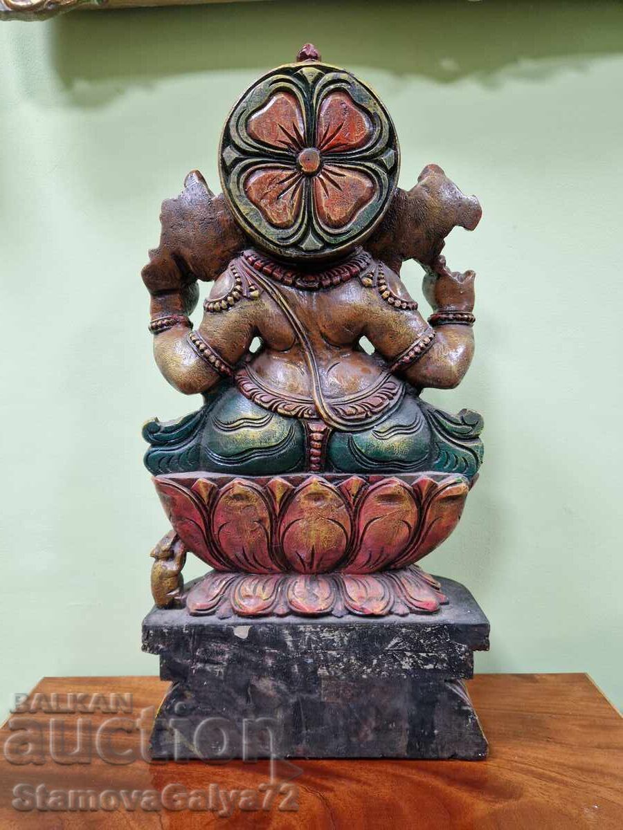 Figurină antică asiatică superbă din lemn, sculptată - 6