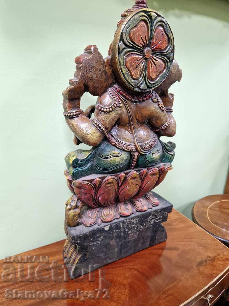 Figurină antică asiatică superbă din lemn, sculptată - 7