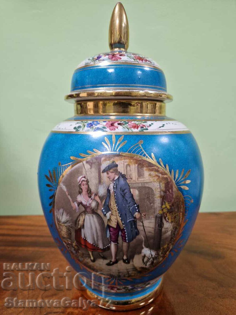 Licitație Bol superb de porțelan belgian antic H. Bequet Licitație Bol superb de porțelan belgian antic H. Bequet