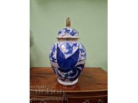 Urnă belgiană de porțelan antic, superbă, H. Bequet