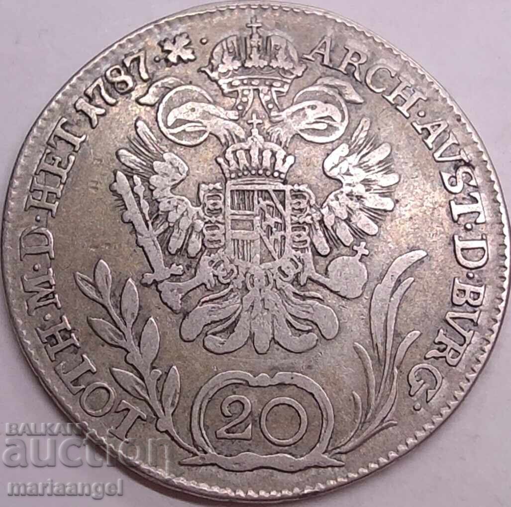 20 kreĭtseri 1787 Austria B - Kremnitz Iosif al II-lea argint