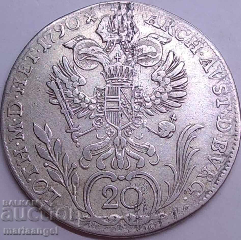 Licitație 20 Kreuzers 1790 F Austria Hall Tirol argint - excepție rar