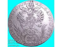 20 Kreuzers 1790 F Austria Hall Tirol argint - excepție rar