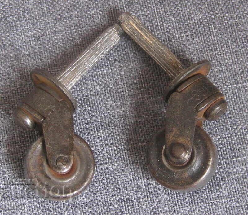 Antique set of 2 wheels, casters, patent 1894 Antique set of 2 wheels, casters, patent 1894