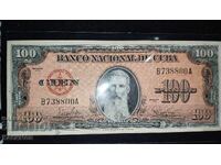 UNC Стара рядка банкнота от Куба 100 Песос 1959 год.