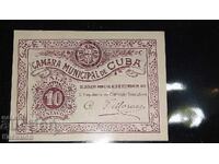 UNC. Old Cuban banknote 10 Centavos 1919