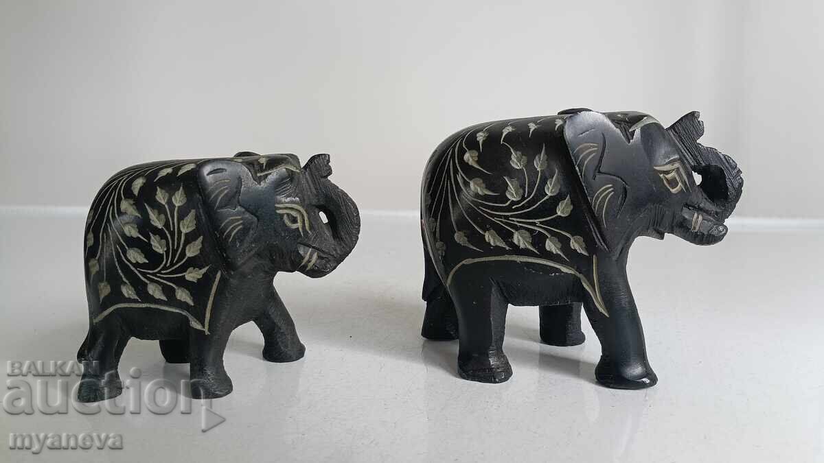 Elefănței indieni din piatră naturală, granit - 6