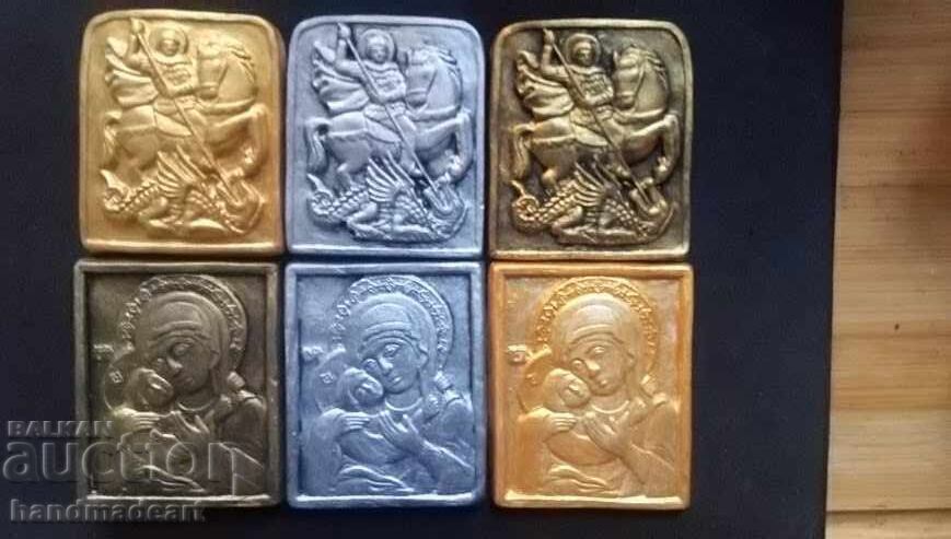 Magneți în relief cu Maica Domnului și Sfântul Gheorghe SIX MAGNETS