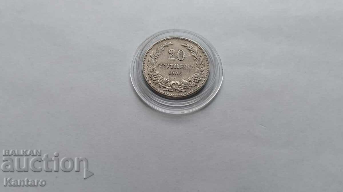 Монета - БЪЛГАРИЯ - 20 стотинки - 1906 г. с цена € 5.00 | 9.78 лв.