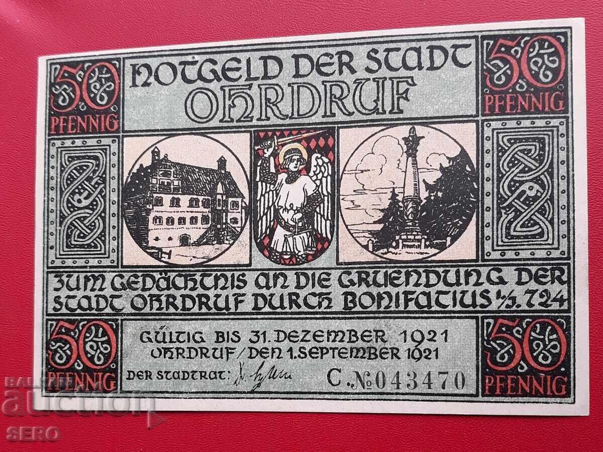 Bancnota-Germania-Thuringia-Ordruff-50 pfennig 1921 cu preț € 1.00 | 1.96 BGN