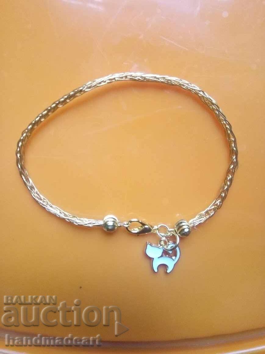 Brățară împletită placată cu aur de 24K cu Pisicuță