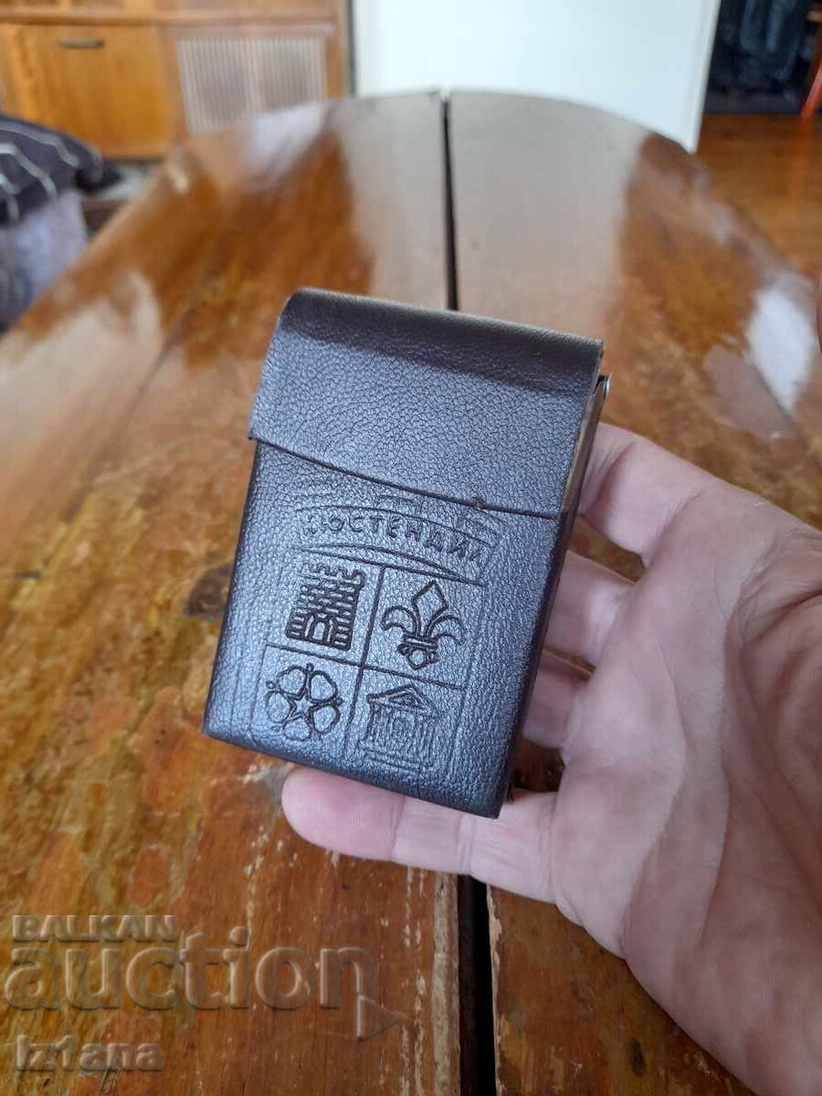 Стар кожен калъф за цигари,табакера Кюстендил с цена € 22.00 | 43.03 лв.