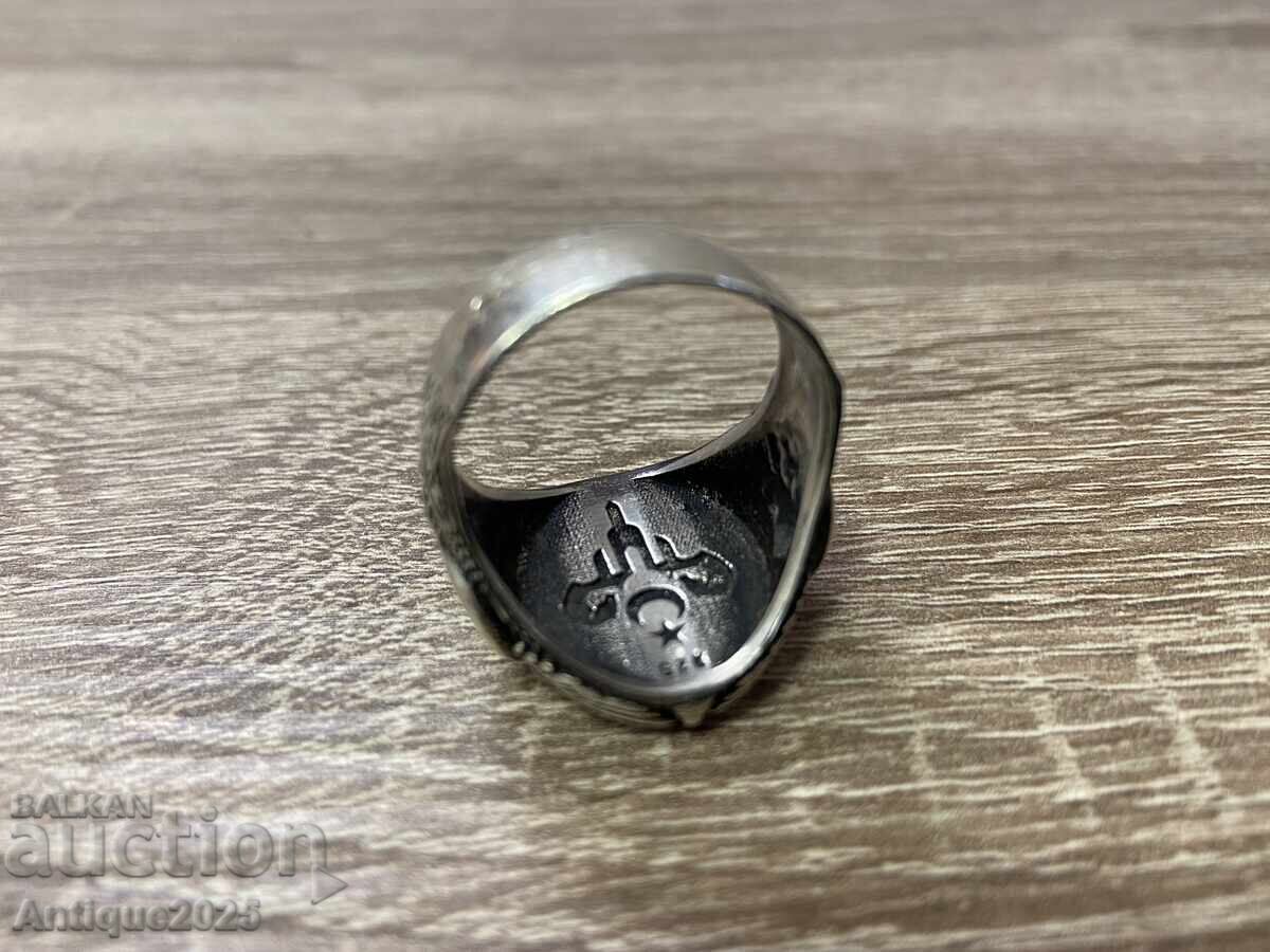 Доставка на Сребърен мъжки пръстен проба 925 с османски герб