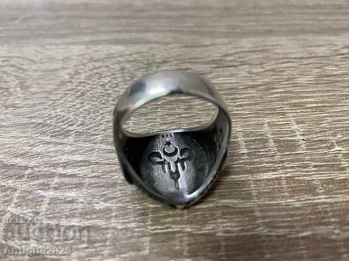 Сребърен мъжки пръстен проба 925 с османски герб - 5