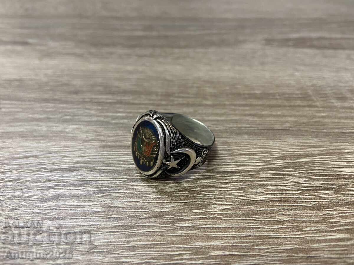 Сребърен мъжки пръстен проба 925 с османски герб
