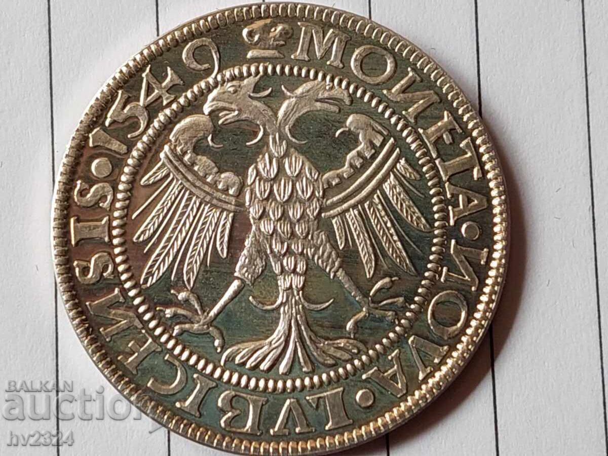 1/3 Thaler of the German State of Lübeck "1549", Proof, Restrike with price € 60.00 | 117.35 BGN 1/3 Thaler of the German State of Lübeck "1549", Proof, Restrike with price € 60.00 | 117.35 BGN