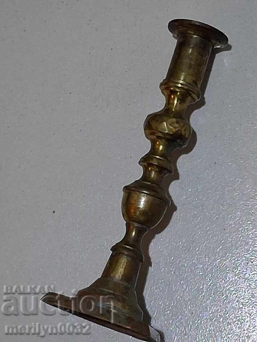 Old bronze candlestick, decor, candelabrum, lamp, candle, lantern - 6
