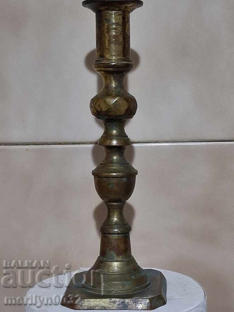 Old bronze candlestick, decor, candelabrum, lamp, candle, lantern - 7