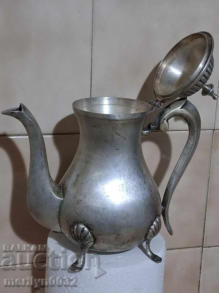Посребрен стар чайник каничка месингов съд с цена € 43.99 | 86.04 лв.