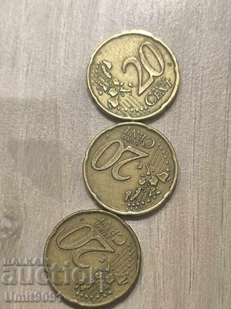 Гръцки монети  20 цента 2002г с цена € 30.00 | 58.67 лв.