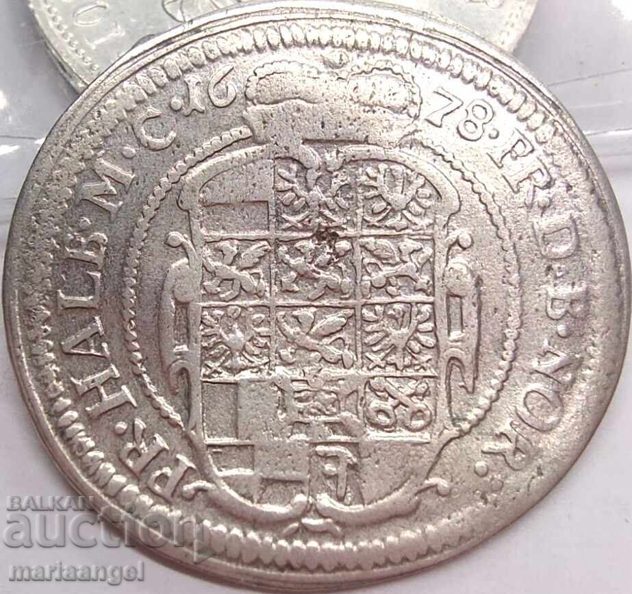 Μπράουνσβαϊγκ Άνσμπαχ 1/6 Τάλερ 1678 Γιόχαν Φρήντριχ Μικρό κεφάλι - 6