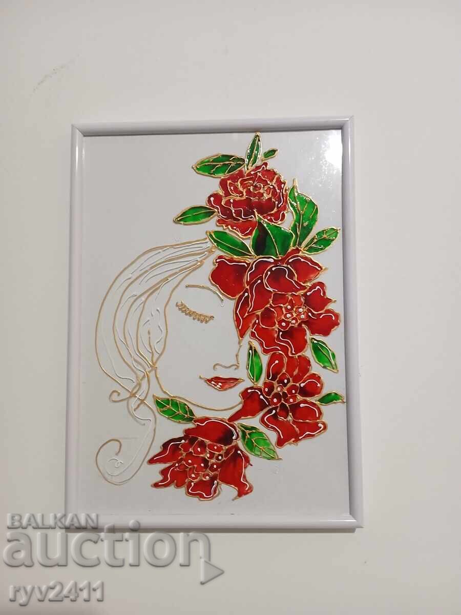 Rychno risuvana  Kartina na styklo WOMAN IN ROSE με τιμή € 24.80 | 48.50 BGN