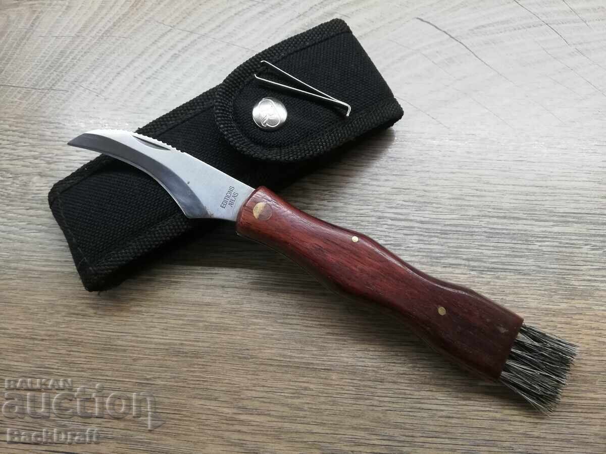 Cuțit de buzunar Editions Atlas Ciuperci, Perie, Cuțit pentru cules ciuperci Lamă