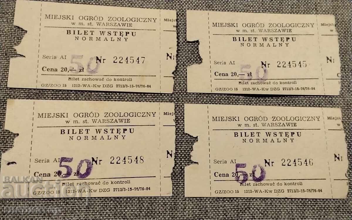 1975 Warsaw Zoo Ticket, Poland