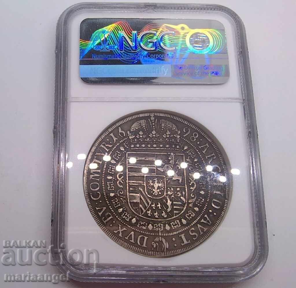 Аукцион Талер 1698 Австрия RDR Хол Леополд NGC XF45 сребро