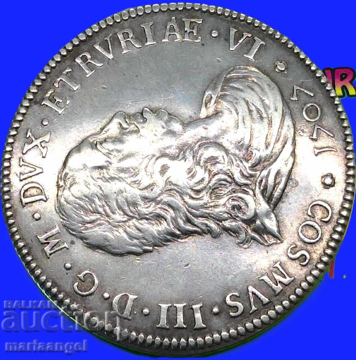 Livrarea 1 Taler 1707 Italia Cosimo III de Medici Castelul "Fides"