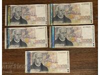 Lot of banknotes 2000/5000/10000