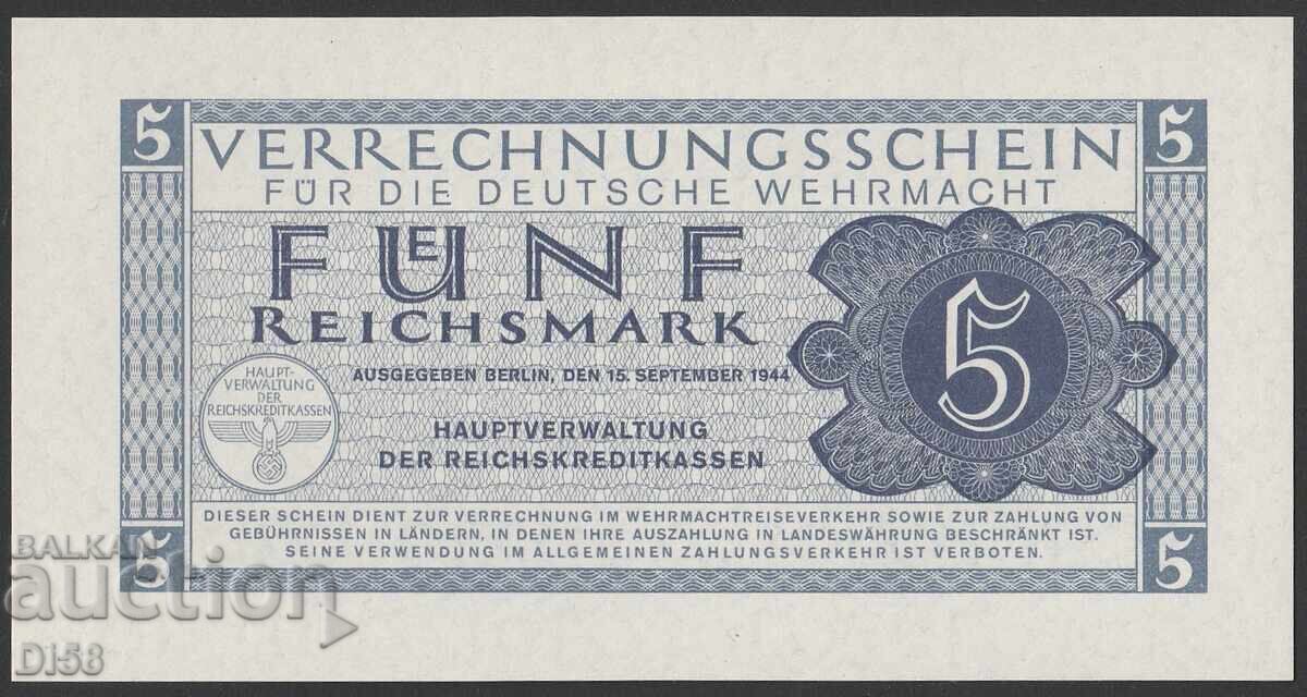 Γερμανική Τραπεζογραμμάτιο 5 Ράιχσμαρκ 1944 με Σβάστικα Γερμανική Τραπεζογραμμάτιο 5 Ράιχσμαρκ 1944 με Σβάστικα