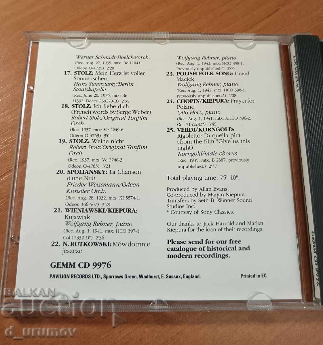 Livrarea CD Jan Kiepura Volumul 1 (1902-1966)