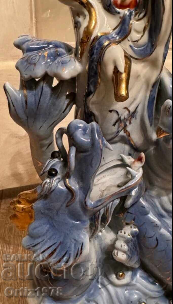 Аукцион Голяма винтидж Китайска статуетка Гуан Ин– 32см, 1.255кг