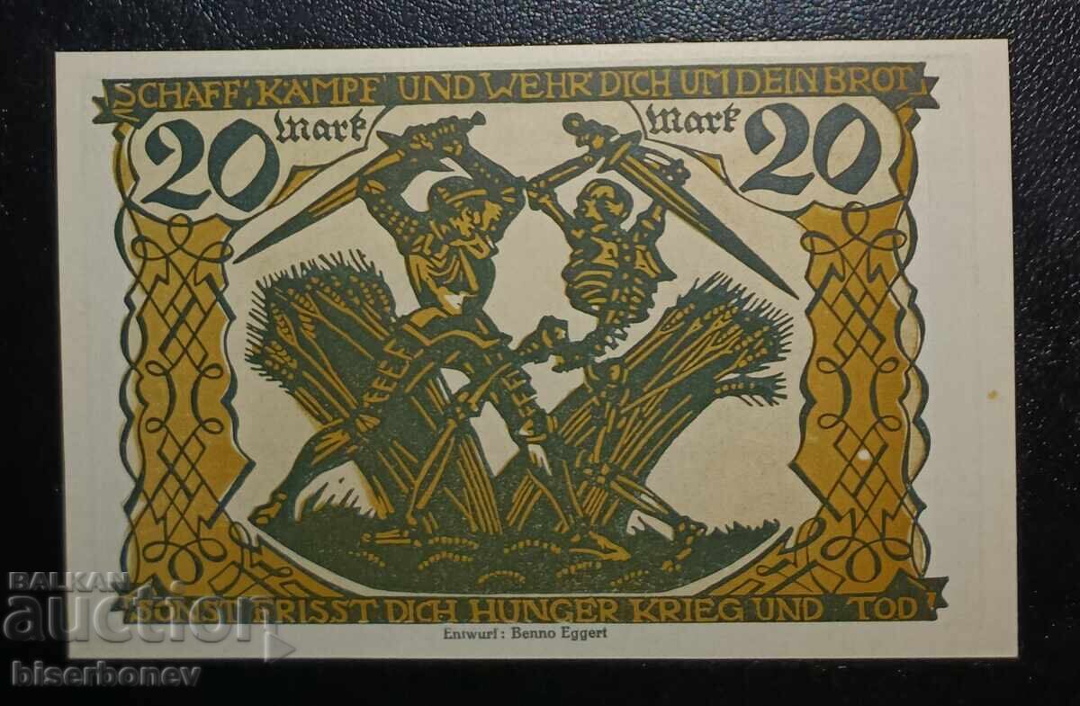 Germany, Germany/Konstanz 20 Marks 1922, UNC with price € 11.00 | 21.51 BGN