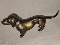 Стара бронзова фигура пластика куче дакел