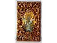 Icon "St. Nicholas", wood carving, icon painting, unique