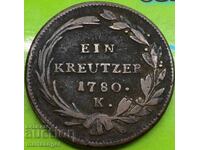 1 кройцер 1780 Австрия 8,22г К-Кремниц Мария Терезия 1740-80