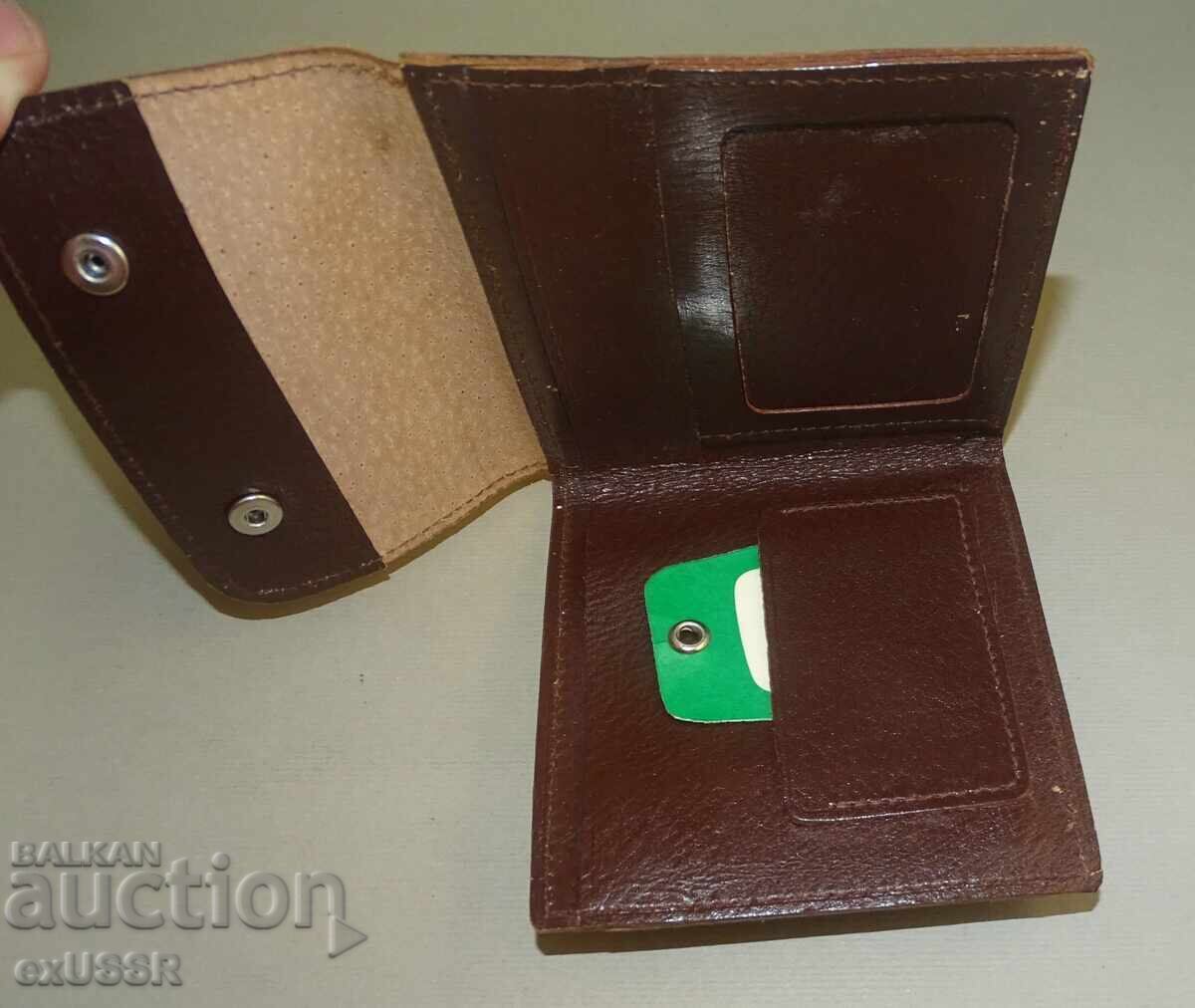 Old social (or: from the era of socialism) Polish leather wallet with tag - 5