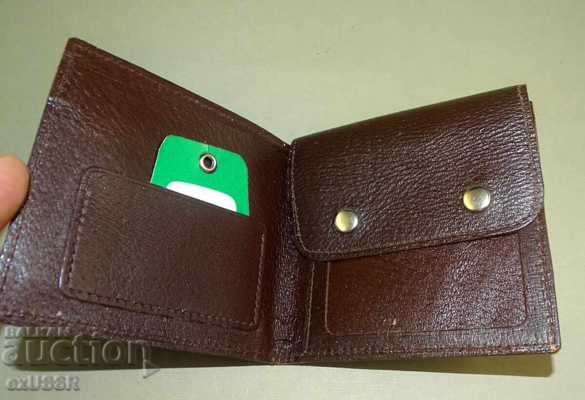Old social (or: from the era of socialism) Polish leather wallet with tag - 6