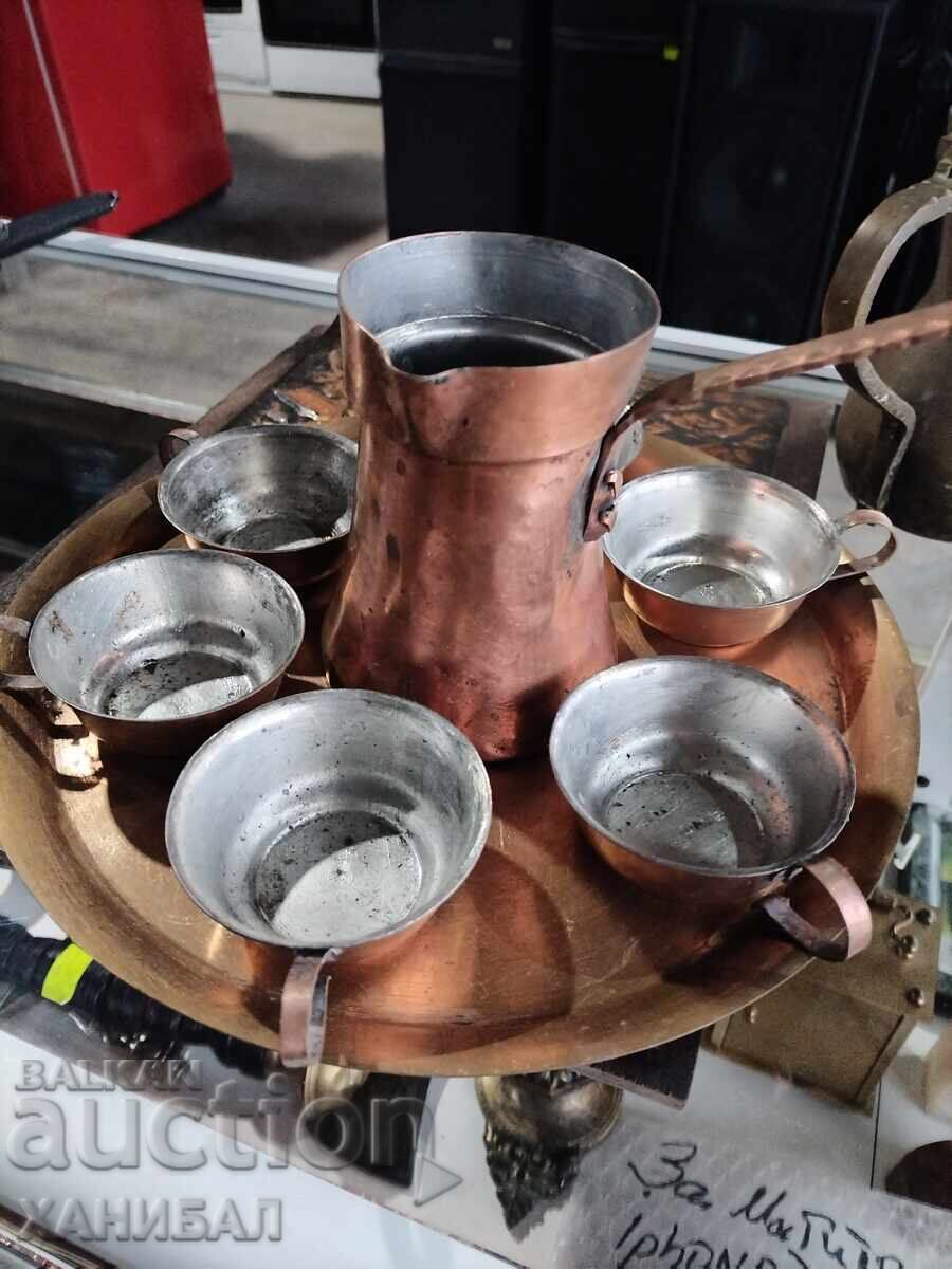 LOT OF SIX COPPER CUPS, COPPER GLASSES WITH TRAY with price € 25.00 | 48.90 BGN