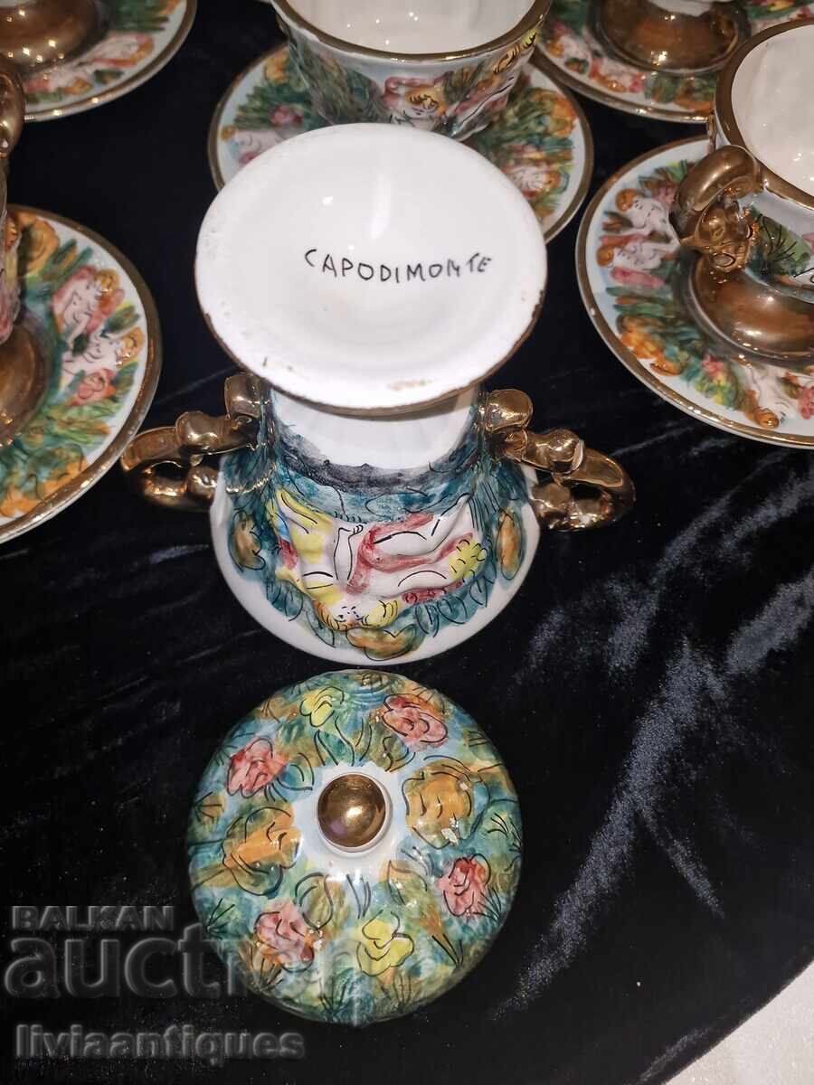 Σερβίτσιο καφέ σαν καινούργιο, 27 τεμαχίων, χειροποίητο και ζωγραφισμένο - 7