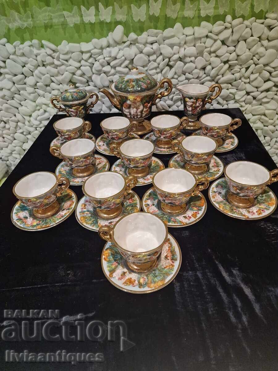 Σερβίτσιο καφέ σαν καινούργιο, 27 τεμαχίων, χειροποίητο και ζωγραφισμένο