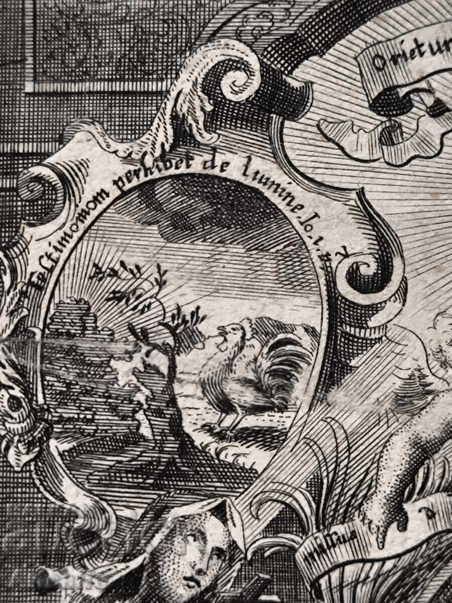 Livrarea Gravură barocă de cupru extrem de rară din 1672