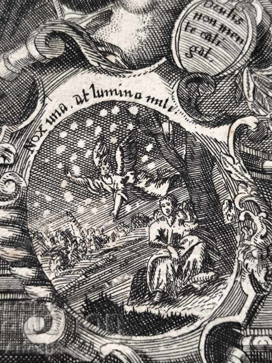 Gravură barocă de cupru extrem de rară din 1672 - 5