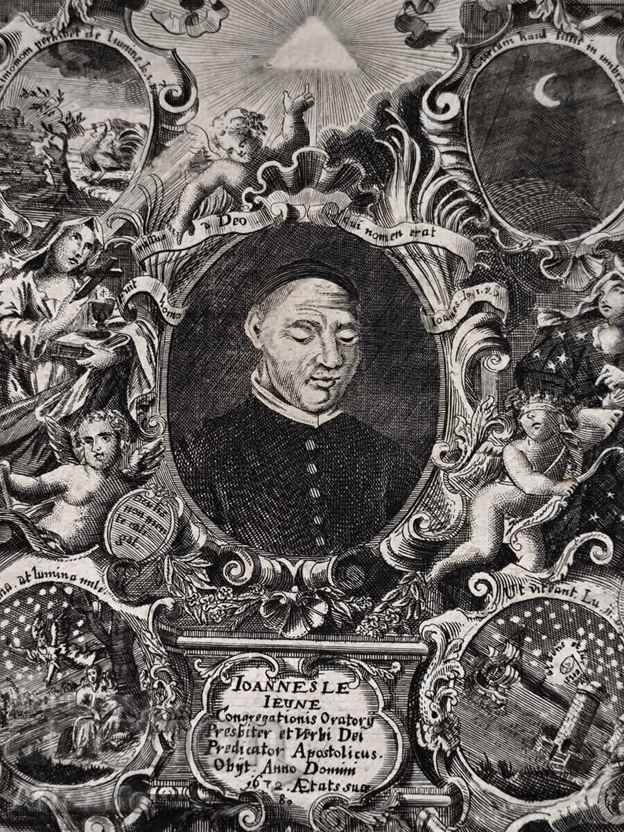 Gravură barocă de cupru extrem de rară din 1672 - 7